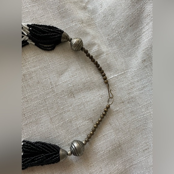 Vintage Chunky Necklace African Beads Style Silver Toned - Eclectic Boho Tribal - Picture 8 of 9